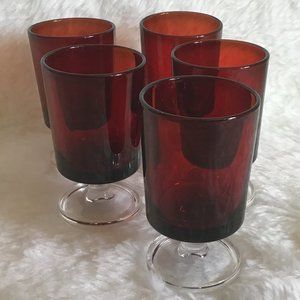 5 Ruby Red Shot Glasses Arcoroc Luminarc VTG